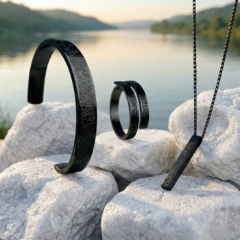 Ayatul Kursi Locket-Bracelet-Ring Combo Set-Black Color